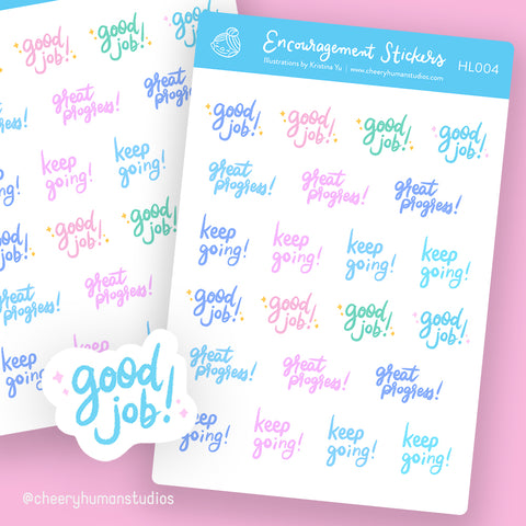 Encouragement Stickers - Stickers | Single Sticker Sheet or Pack of 5