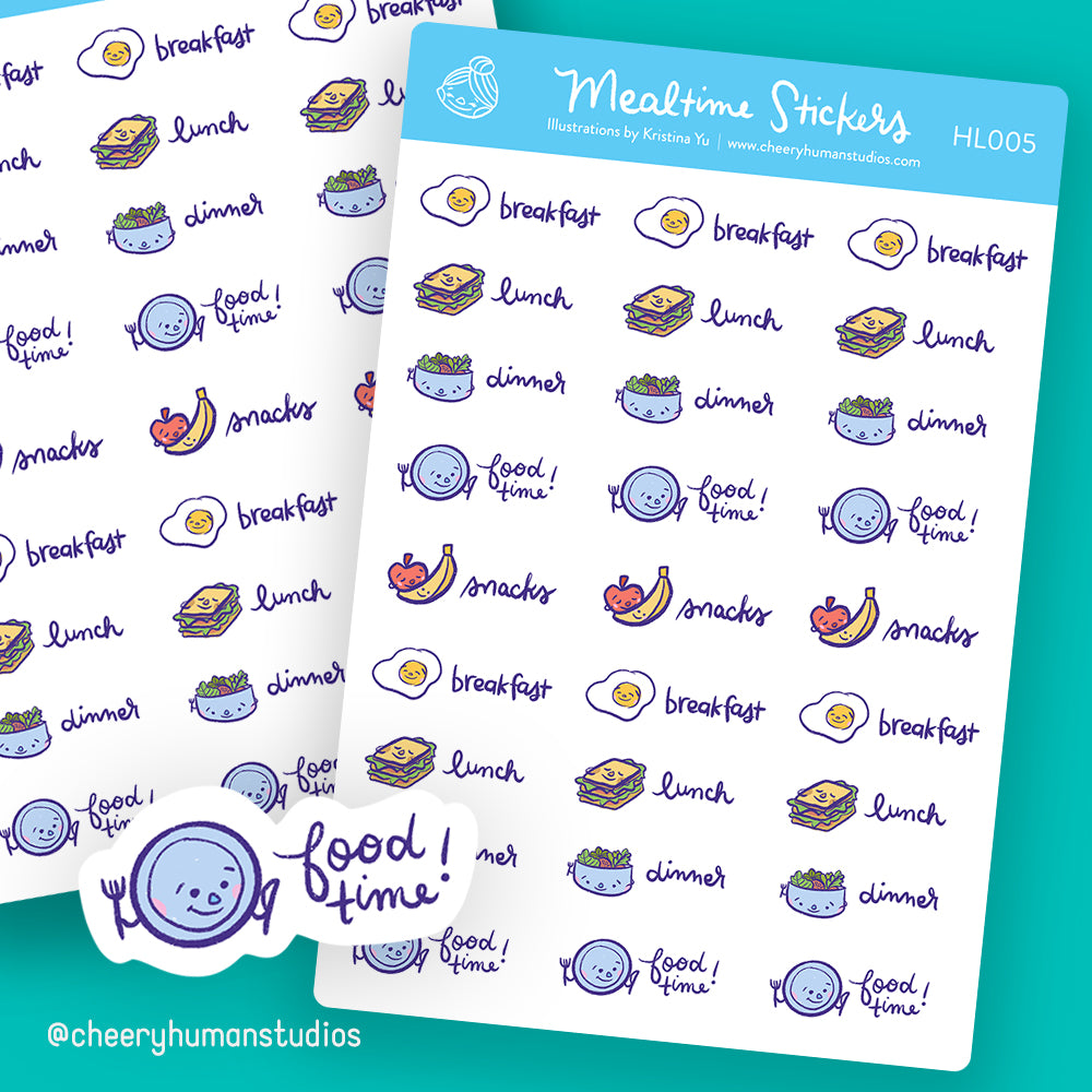 Meal Time Stickers - Stickers | Single Sticker Sheet or Pack of 5