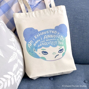 Hair Emotions 2: Exhausted + Annoyed - Canvas Tote Bag