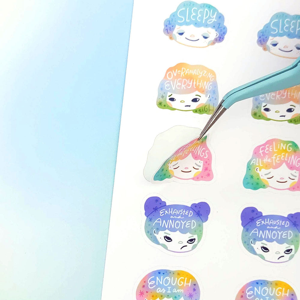 Hair Emotions 2 - Decorative Sticker Sheet | Single Sticker Sheet or Pack of 5