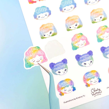Hair Emotions 2 - Decorative Sticker Sheet | Single Sticker Sheet or Pack of 5