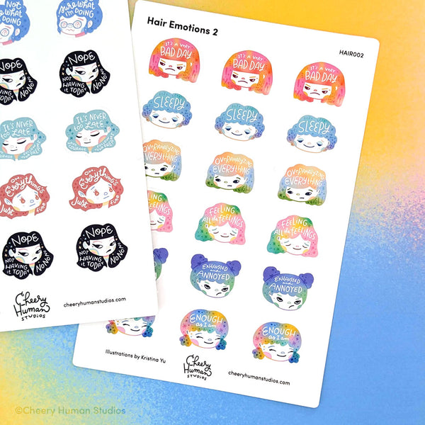 Hair Emotions 1 & 2: Sticker Sheet Set