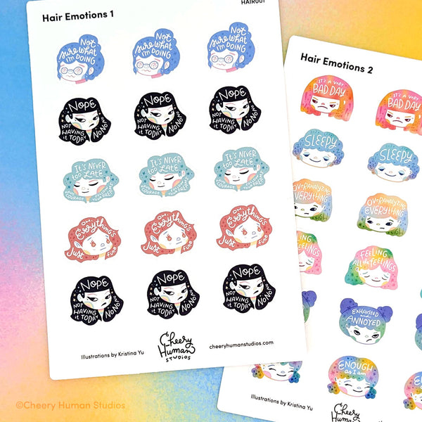 Hair Emotions 1 & 2: Sticker Sheet Set