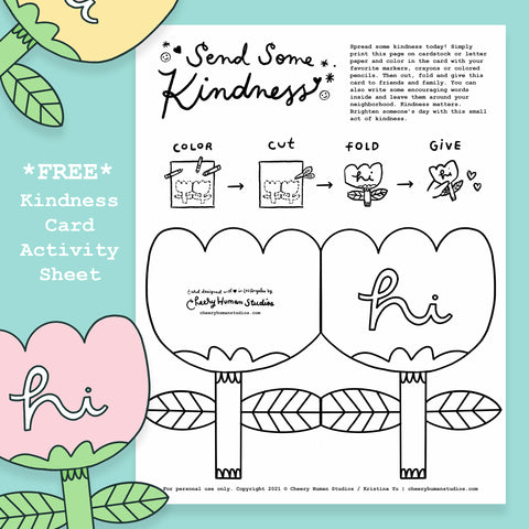 *FREE* Send Some Kindness Printable Flower Card | Printable Activity Sheet | World Kindness Day 2021 - Digital Download