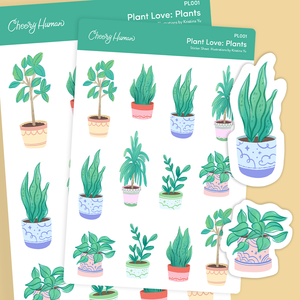 Plant Love: Plants - Stickers  Single Sticker Sheet or Pack of 5