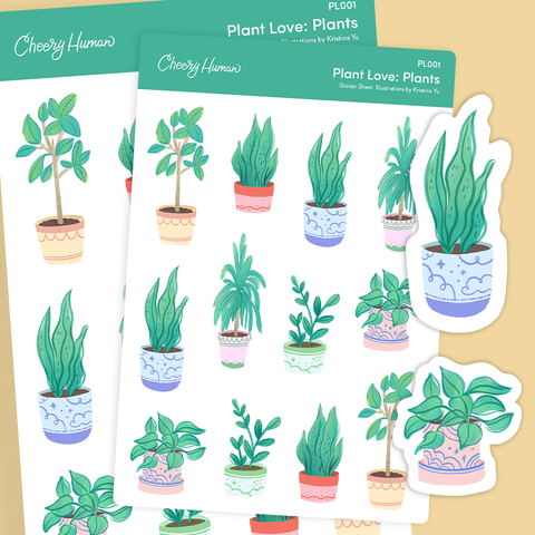 Plant Love: Plants - Stickers | Single Sticker Sheet or Pack of 5