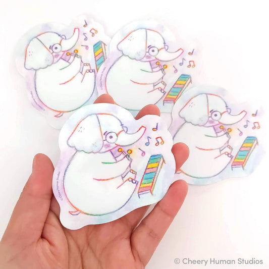 Musical Elephant - Handmade Vinyl Sticker