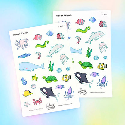Ocean Friends - Sticker Sheet | Single Sticker Sheet or Pack of 5