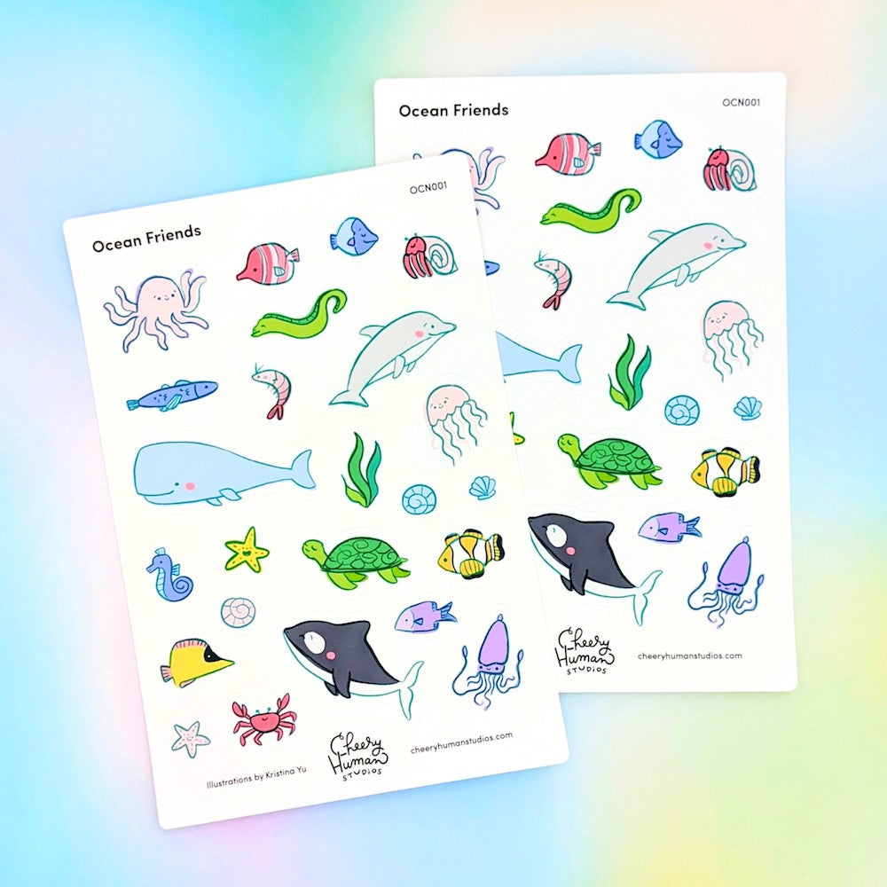 Ocean Friends - Sticker Sheet | Single Sticker Sheet or Pack of 5
