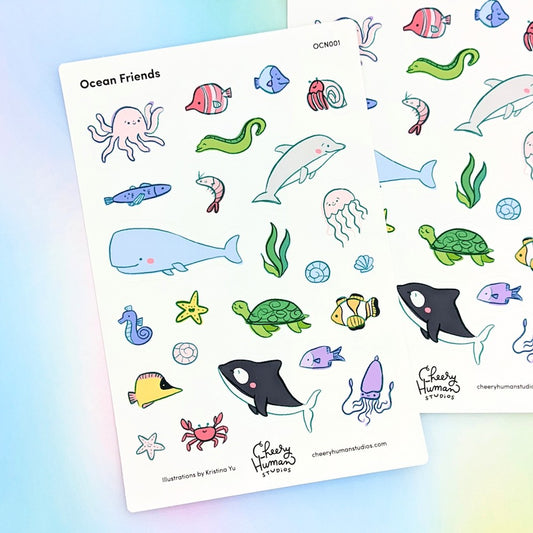 Ocean Friends - Sticker Sheet | Single Sticker Sheet or Pack of 5