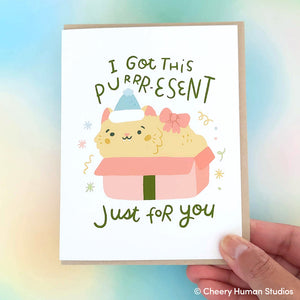 Purrresent Just for You - Cat Holiday Greeting Card