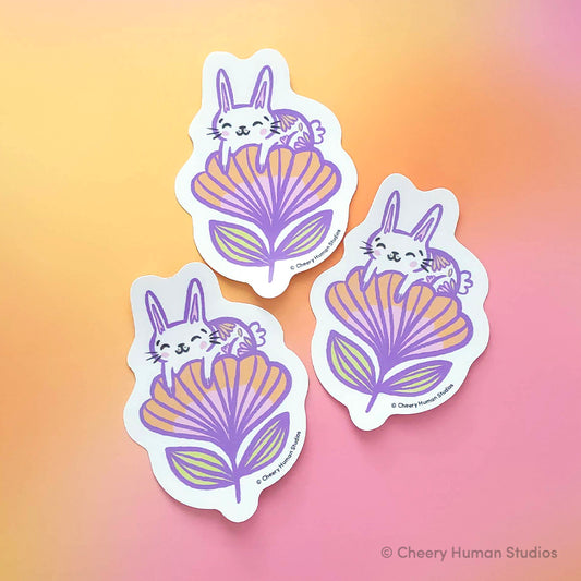 Rabbit in Flower - Handmade Vinyl Sticker
