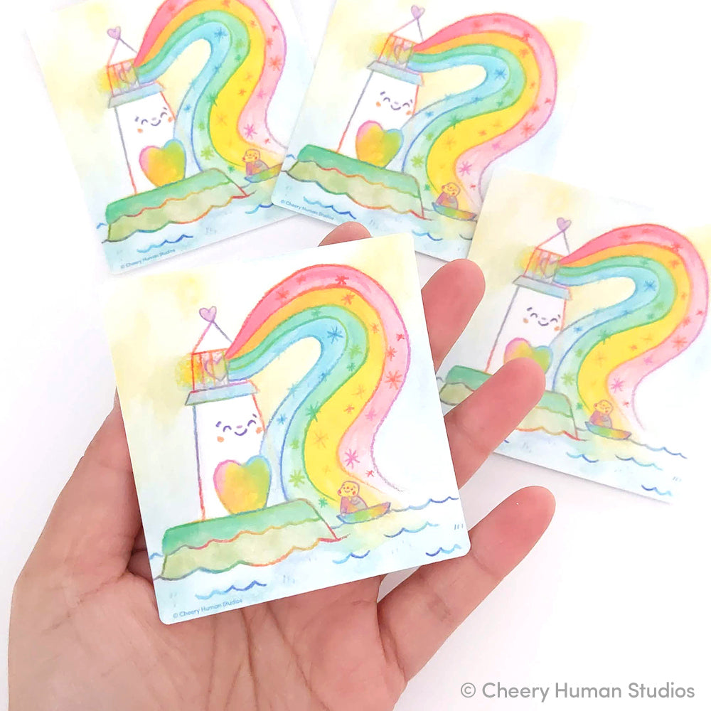 Rainbow Lighthouse - Handmade Vinyl Sticker