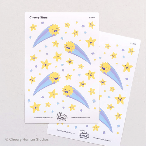 Cheery Stars - Decorative Sticker Sheet | Single Sticker Sheet or Pack of 5