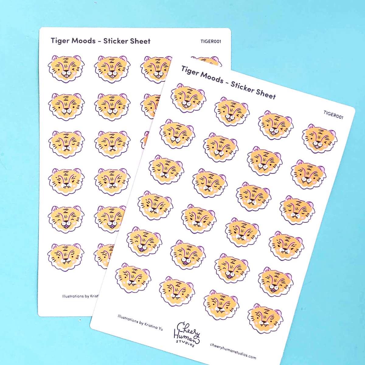 Tiger Moods - Sticker Sheet | Single Sticker Sheet or Pack of 5