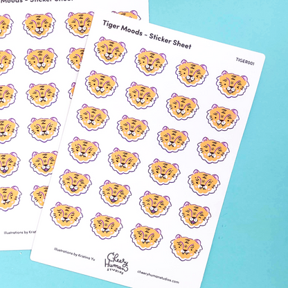 Tiger Moods - Sticker Sheet | Single Sticker Sheet or Pack of 5