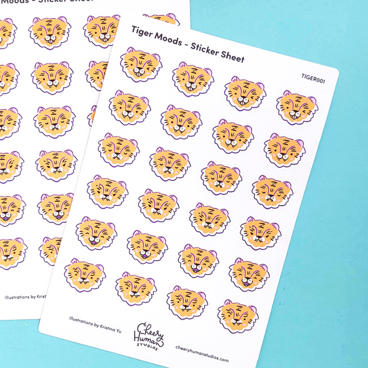 Tiger Moods - Sticker Sheet | Single Sticker Sheet or Pack of 5