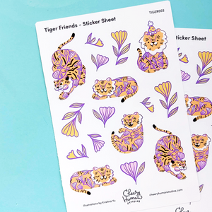 Tiger Friends - Decorative Sticker Sheet | Single Sticker Sheet or Pack of 5