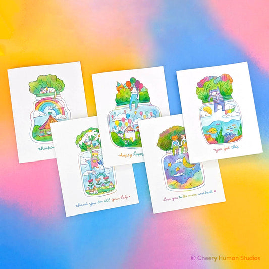 Tiny Worlds + Cats: Greeting Card Set