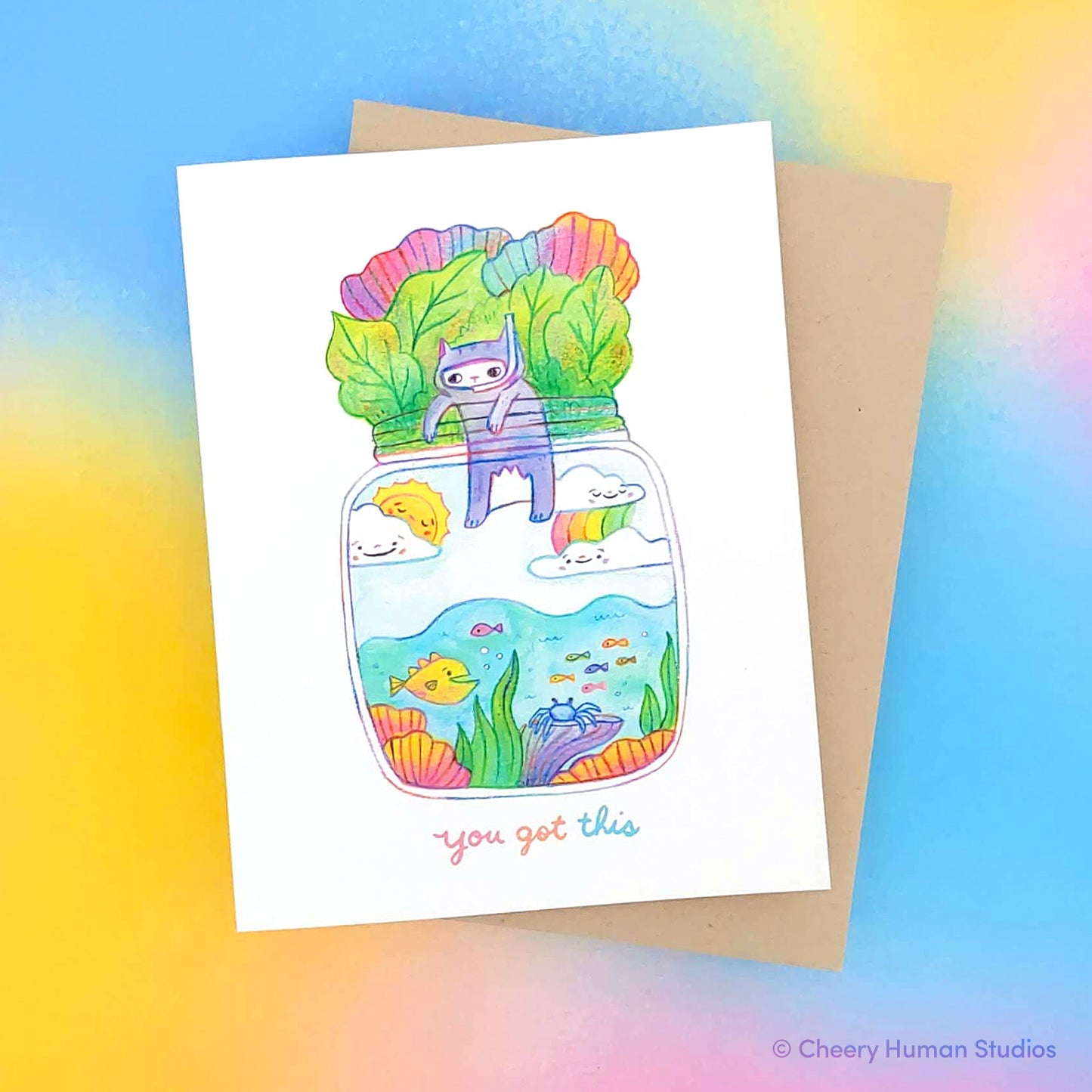 You Got This  | Tiny Worlds + Cats Greeting Card