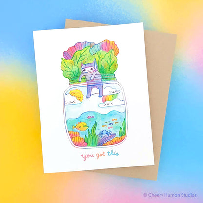 You Got This  | Tiny Worlds + Cats Greeting Card