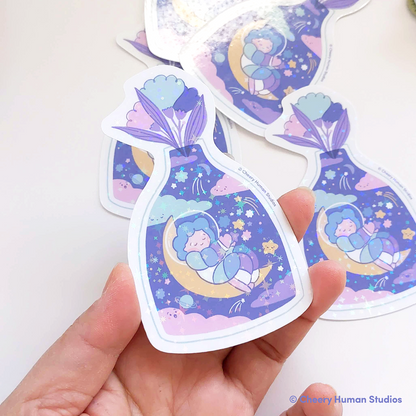 Celestial Nap Time (Starry Holographic) - Handmade Vinyl Sticker
