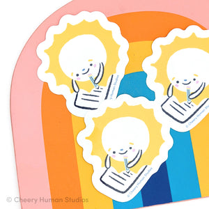 Milo the Cloud Reads a Letter - Handmade Vinyl Sticker – Cheery