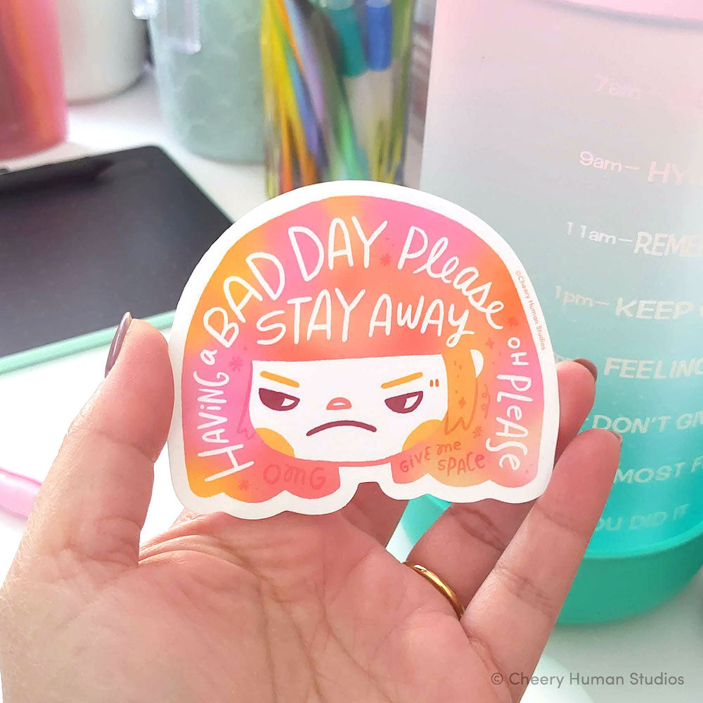 Hair Emotions 2: Bad Day - Handmade Vinyl Sticker
