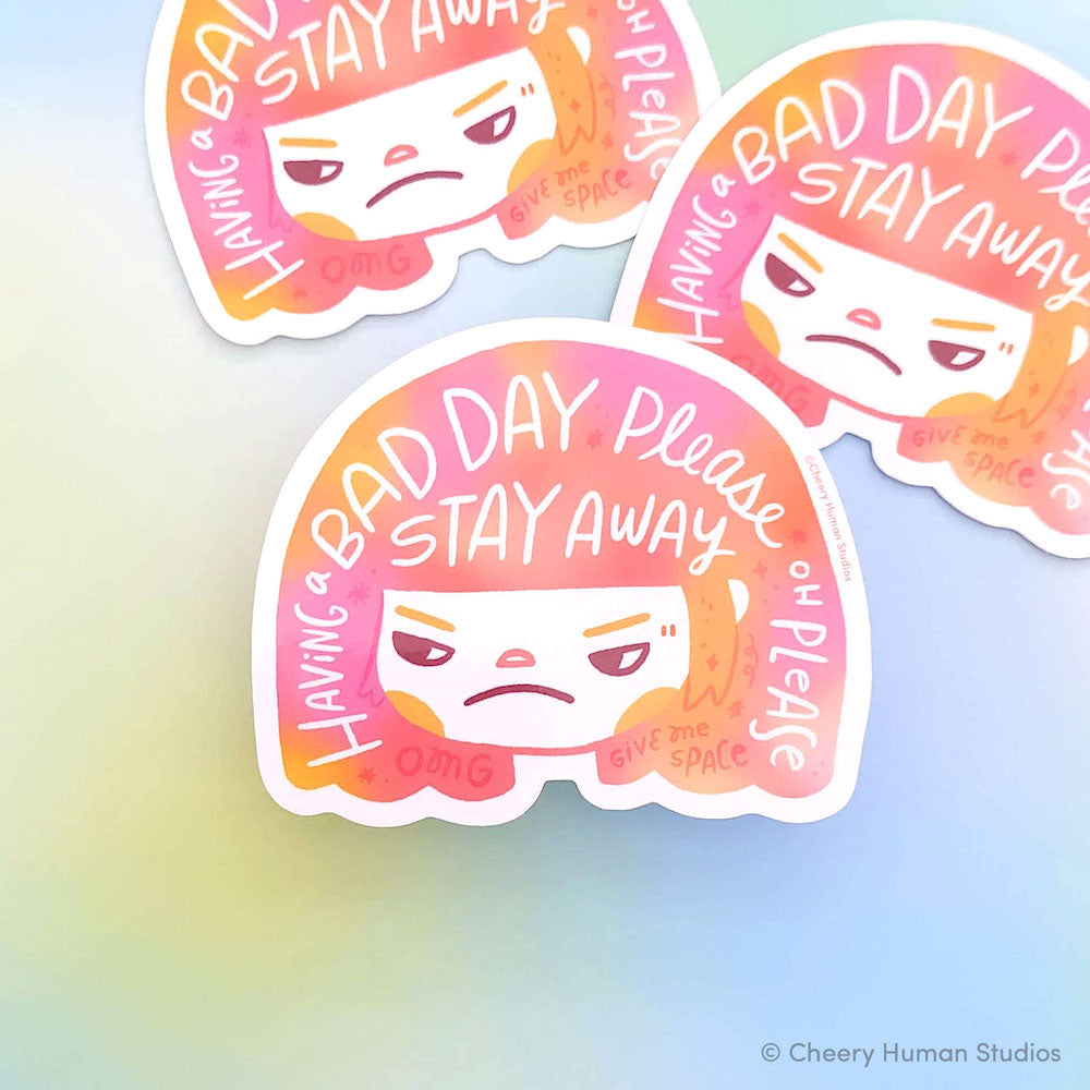 Hair Emotions 2: Bad Day - Handmade Vinyl Sticker