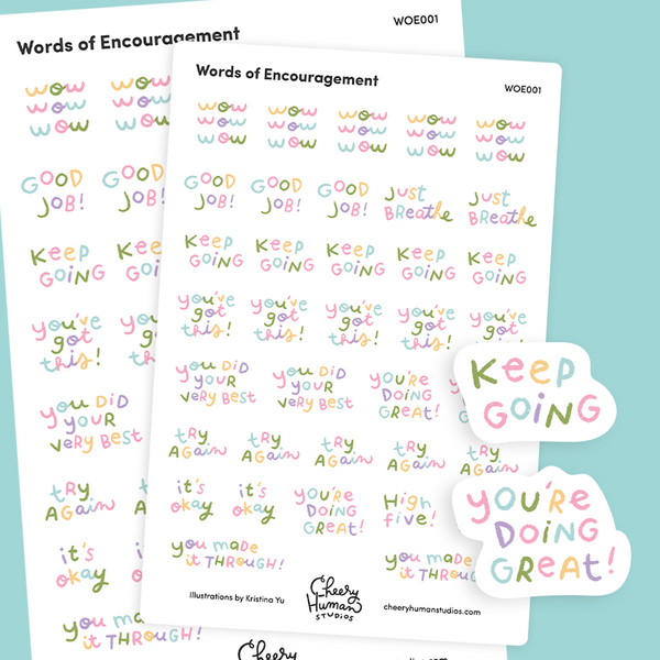 Words of Encouragement - Decorative Sticker Sheet | Single Sticker Sheet or Pack of 5