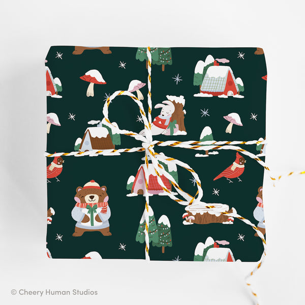 Winter Forest Gift Wrap - Folded Flat Pack of 2 Sheets