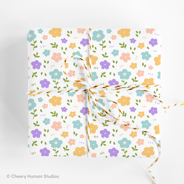 Springtime Florals - Gift Wrap | Folded Flat Pack of 2 Sheets