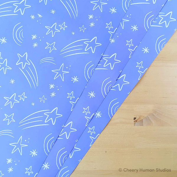 Shooting Stars - Gift Wrap | Folded Flat Pack of 2 Sheets