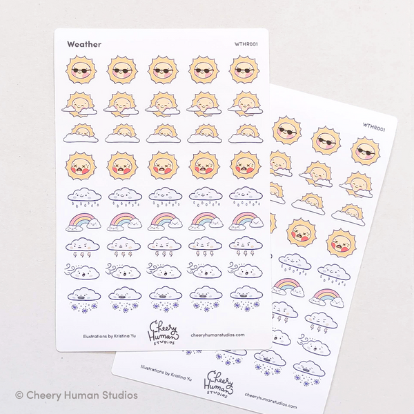 Weather - Sticker Sheet | Single Sticker Sheet or Pack of 5