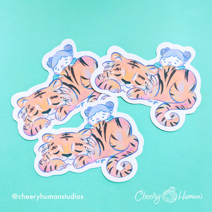 Tiger Friend - Handmade Vinyl Sticker
