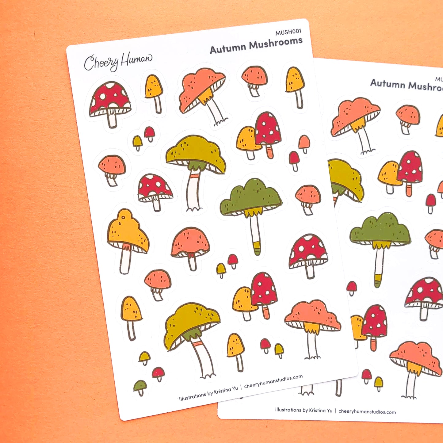 Autumn Mushrooms | Fall Stickers | Single Sticker Sheet or Pack of 5