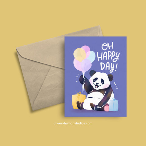 Happy Day Panda Birthday  |  Birthday Greeting Card | Greeting Card