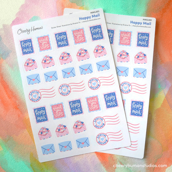 Happy Mail Stickers | Single Sticker Sheet or Pack of 5