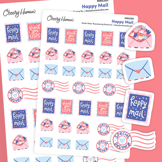 Happy Mail Stickers | Single Sticker Sheet or Pack of 5