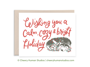Cozy Husky Holiday Greeting Card
