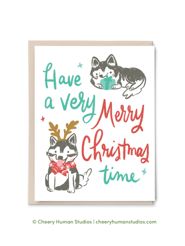 Very Merry Husky Holiday Greeting Card