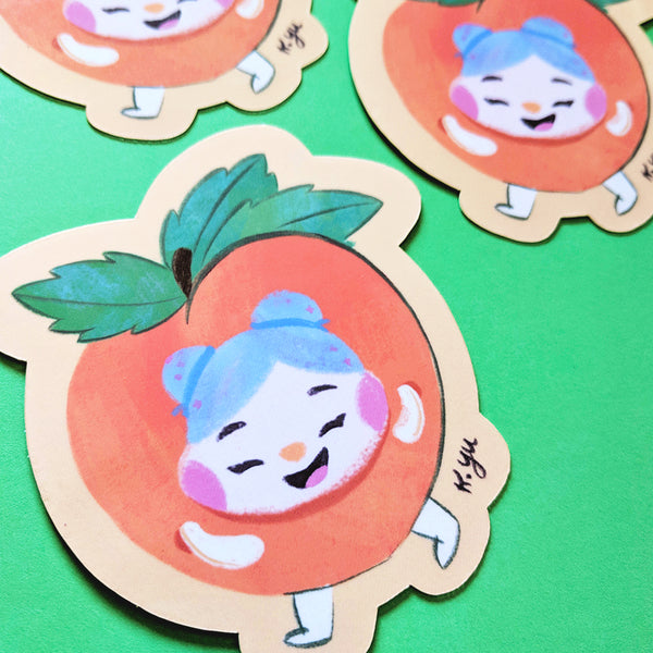 Cheery Peach - Handmade Vinyl Sticker