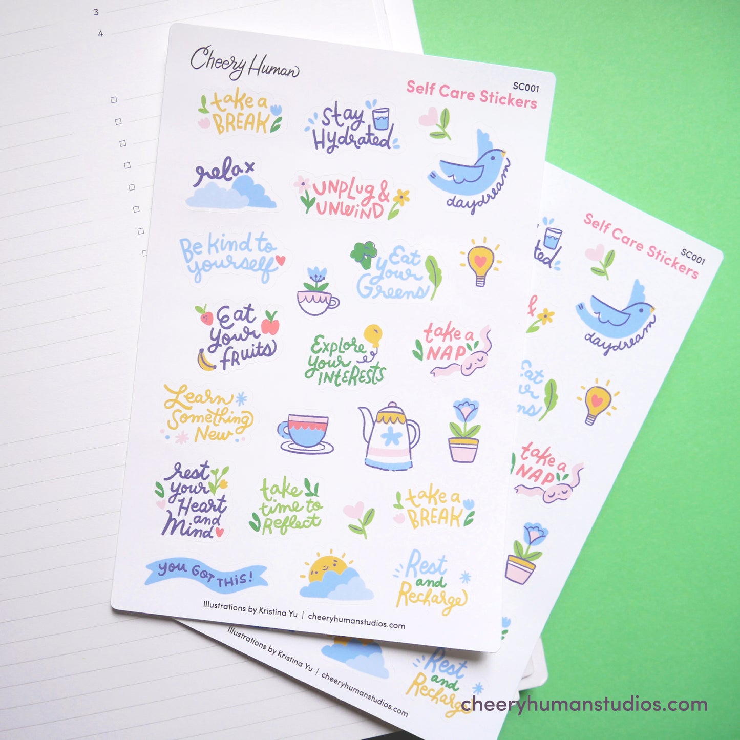 Self Care | Single Sticker Sheet or Pack of 5