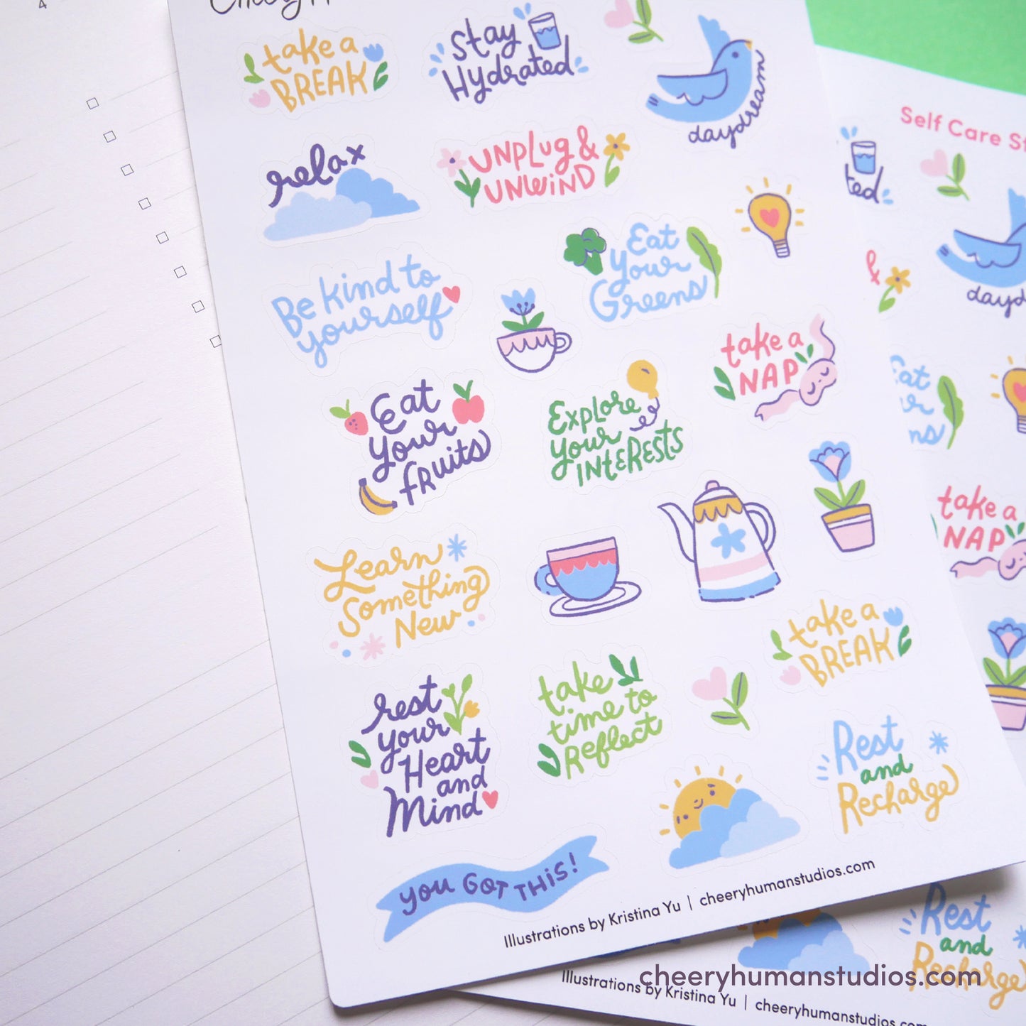 Self Care | Single Sticker Sheet or Pack of 5