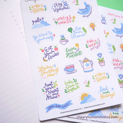 Self Care | Single Sticker Sheet or Pack of 5