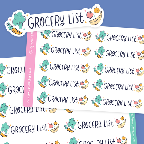 Grocery List - Stickers | Single Sticker Sheet or Pack of 5