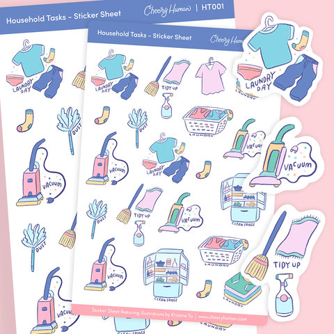 Household Tasks - Stickers | Single Sticker Sheet or Pack of 5