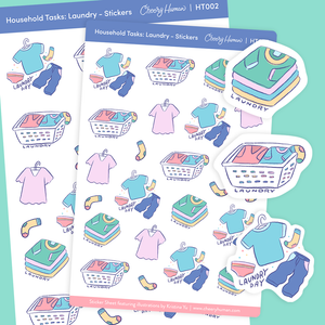 Household Tasks: Laundry - Stickers | Single Sticker Sheet or Pack of 5
