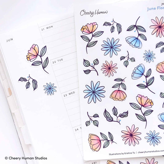 June Florals | Single Sticker Sheet or Pack of 5