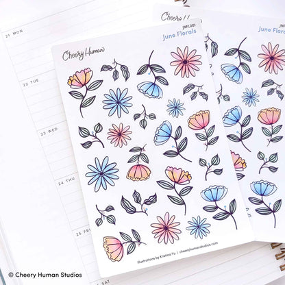 June Florals | Single Sticker Sheet or Pack of 5